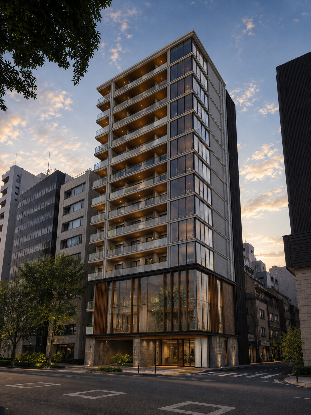 浜町 共同住宅 外観 — 建築CGパース