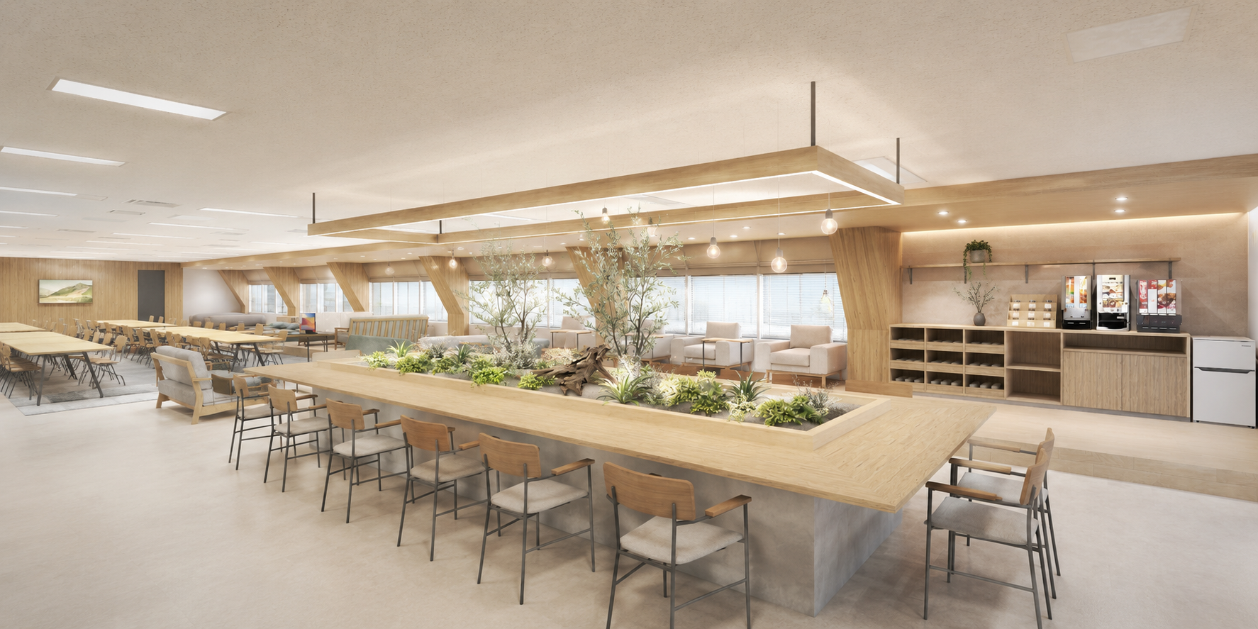 オフィス カフェテリア — 建築CGパース